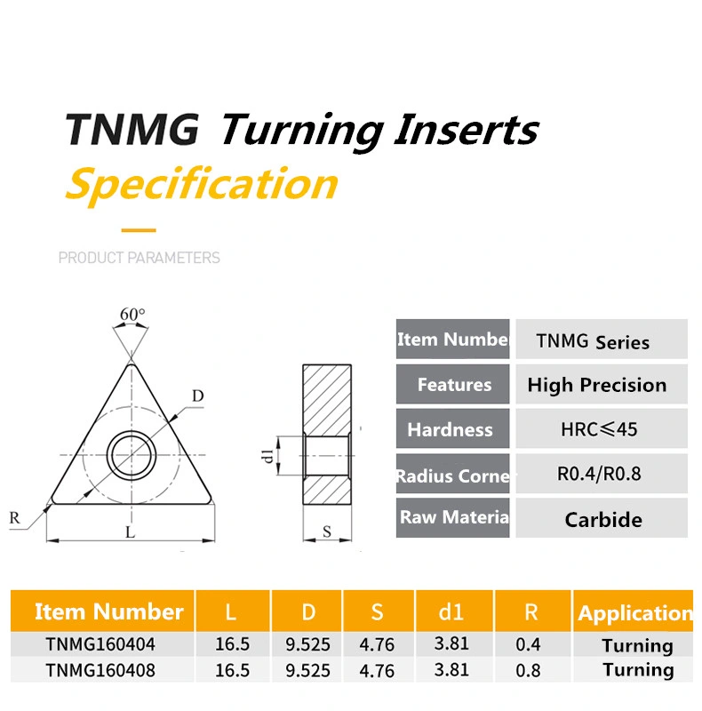 CNC Inserts Tungsten Carbide Turning Inserts Tnmg160408-Pm for Steel Semi-Finishing